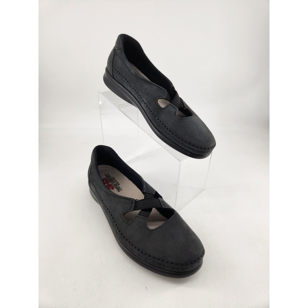 SAS Crissy Slip On Loafer Flats Womens 8 N Black‎ Nubuck Tripad Comfort